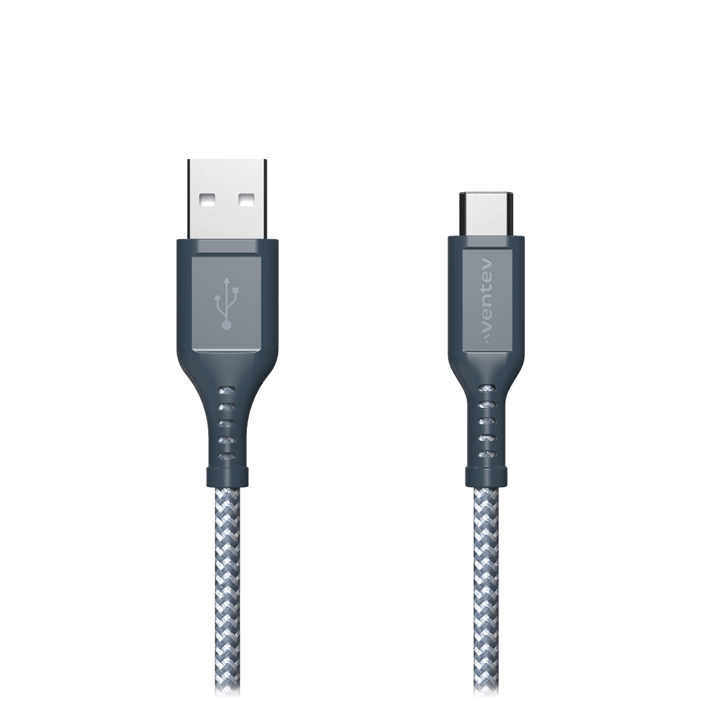 Ventev High Speed USB A to USB C Braided Cable with 2x the Copper for Faster Charging 6ft by Ventev