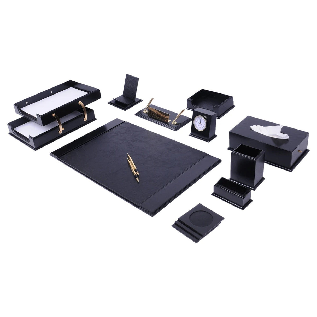 MOOG Prestige Wood Desk Set - Burgundy- 12PCS