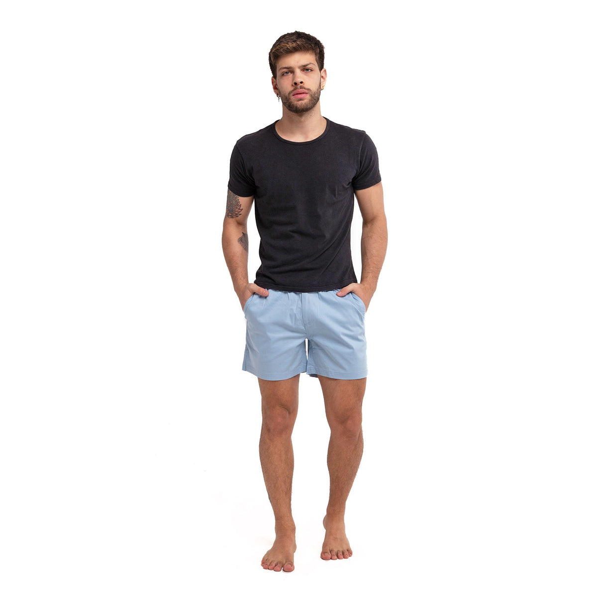 BLUE COTTON STRETCH SHORTS