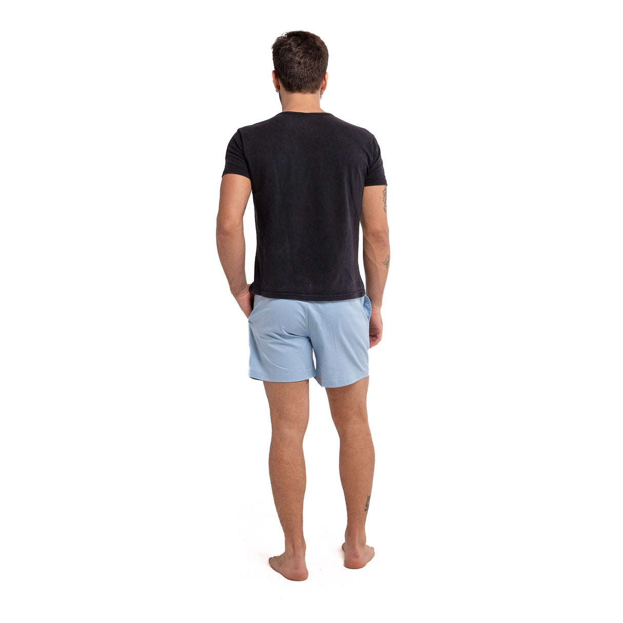 BLUE COTTON STRETCH SHORTS