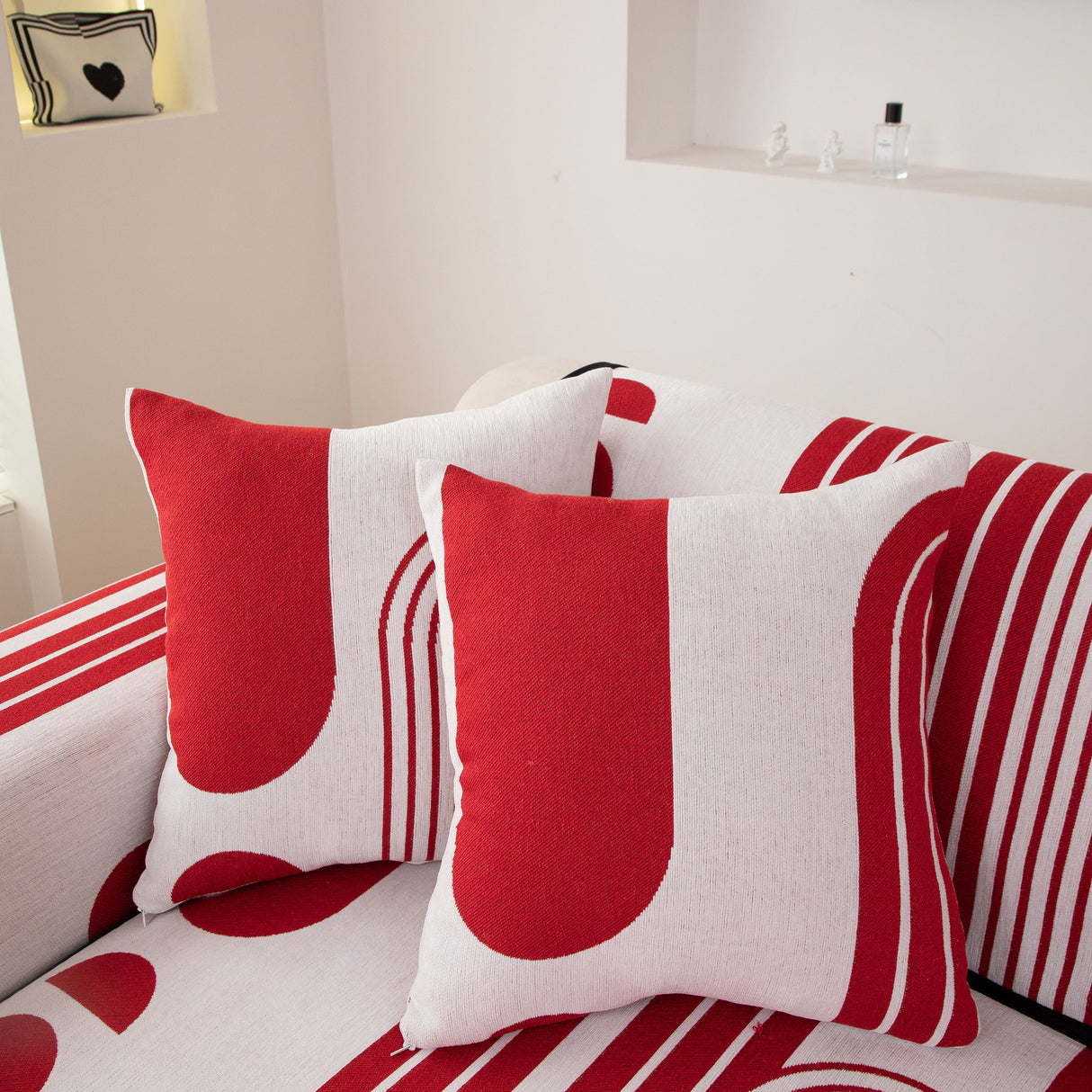 Modern Geometric Sofa Cover - Thick Woven, Pet Friendly, Stylish Couch Protector