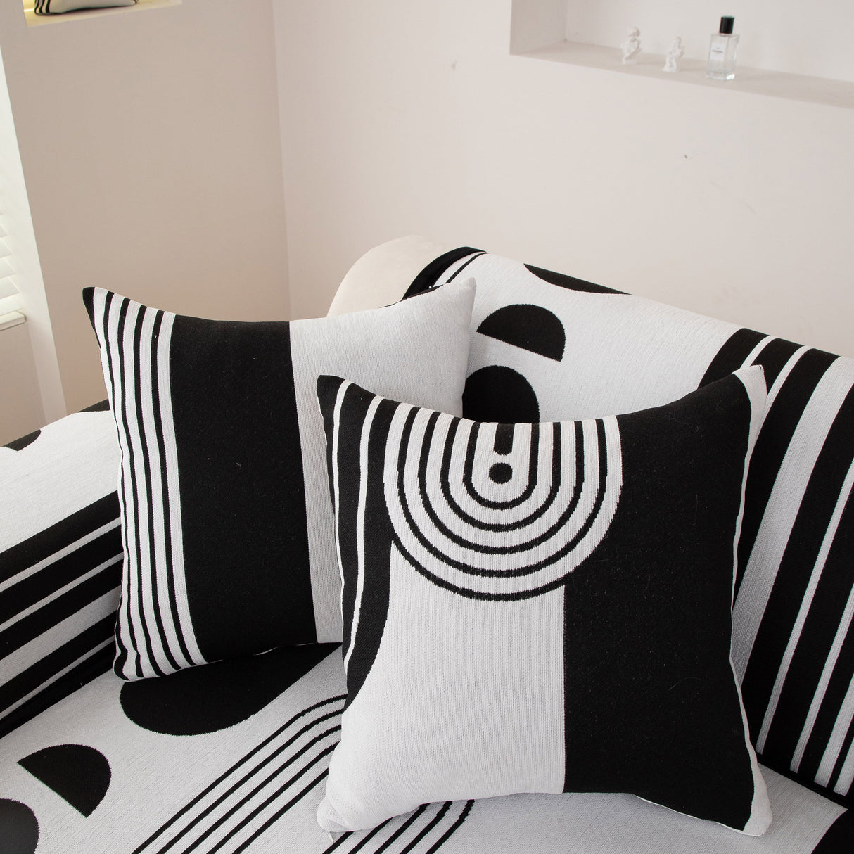 Modern Geometric Sofa Cover - Thick Woven, Pet Friendly, Stylish Couch Protector