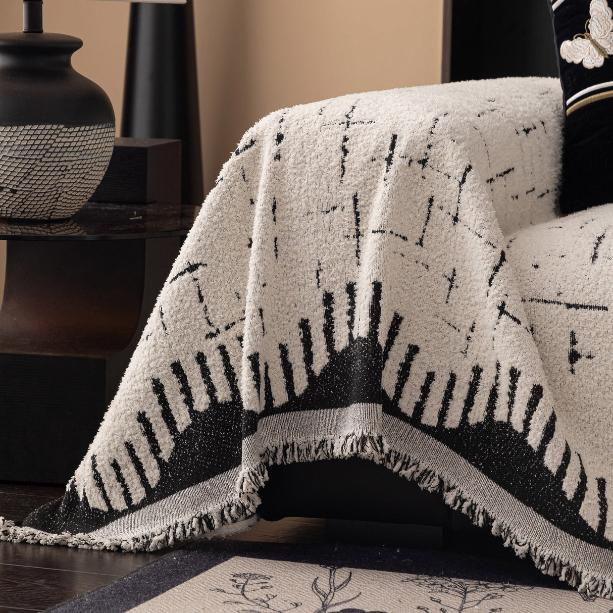 Chenille Sofa Cover Throw Blanket Woven Textured Decorative Furniture Slipcover