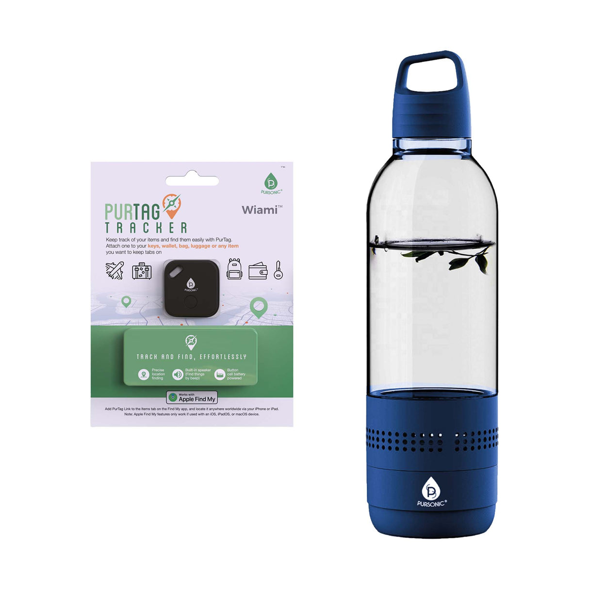 Pursonic 2-in-1 Water Bottle Speaker & Purtag Tracker Bundle – Hydration, Music & Security On the Go! by Pursonic