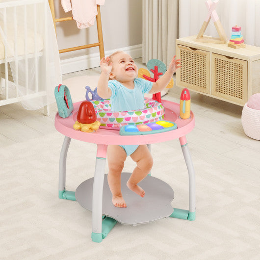 5-in-1 Baby Activity Center Interactive Bounce Seat with Removable Toys-Pink