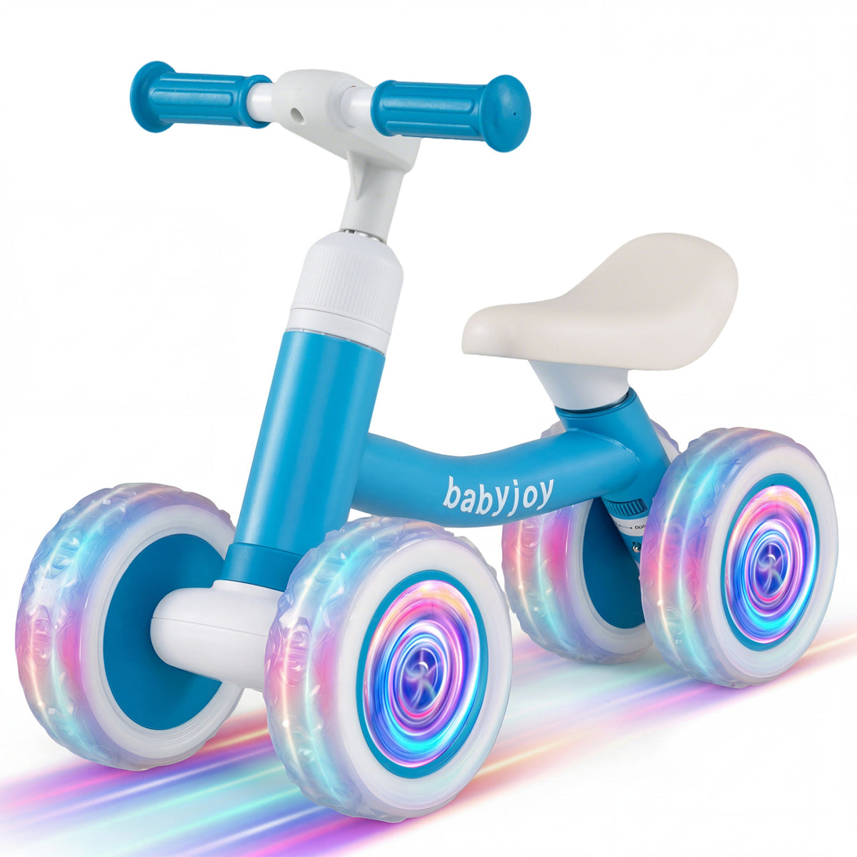 Baby Balance Bike with Adjustable Handlebar and Seat with Lighting Wheels-Blue
