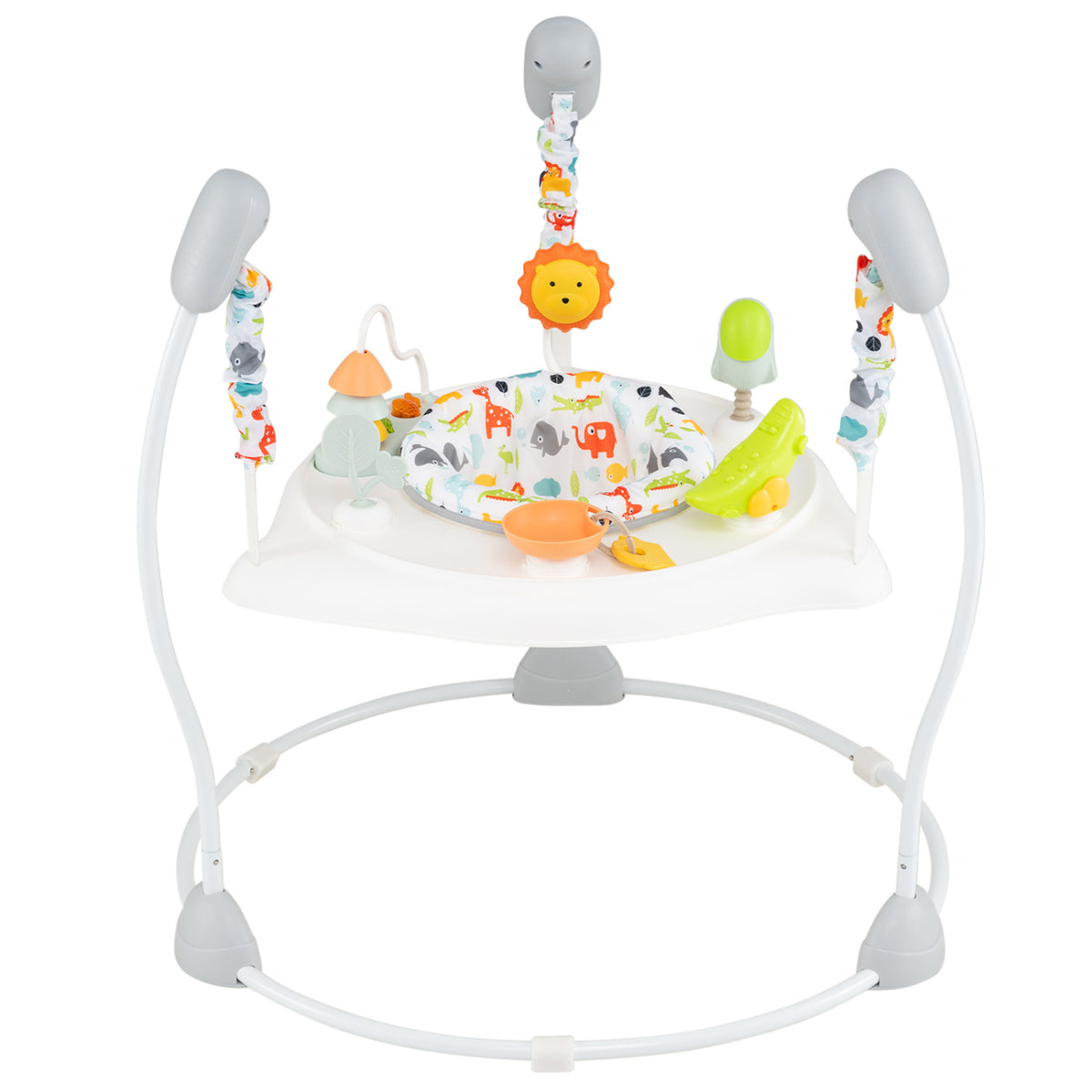 Baby Jump and Play Activity Center with Rotatable Seat and Interactive Toys-White