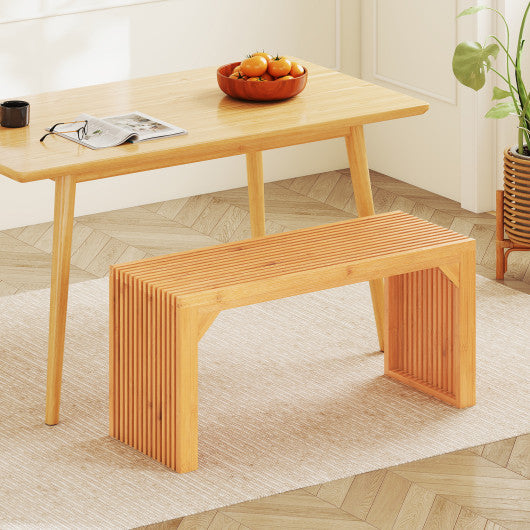 Bamboo Dining Bench Long Entryway Bench Indoor Outdoor Solid Wood Bench-Natural