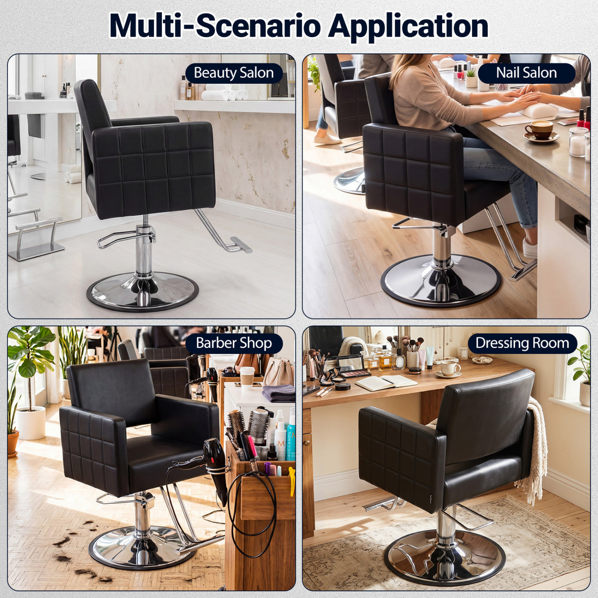 Barber Salon Chair Beauty Styling Chair with Hydraulic Pump and Adjustable Height 360°Swivel Spa Chair-Black