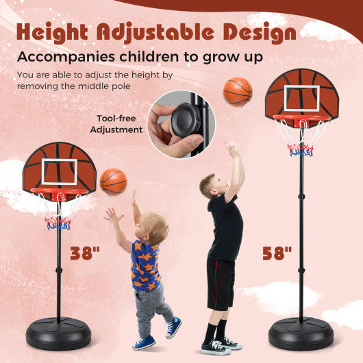 2-in-1 Height Adjustable Kids Basketball Hoop with Dart Board