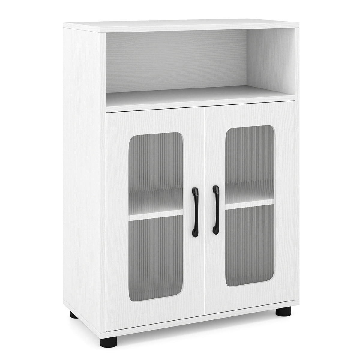 Bathroom Cabinet Freestanding Cabinet with 2 Doors and 3-Level Adjustable Shelf-White