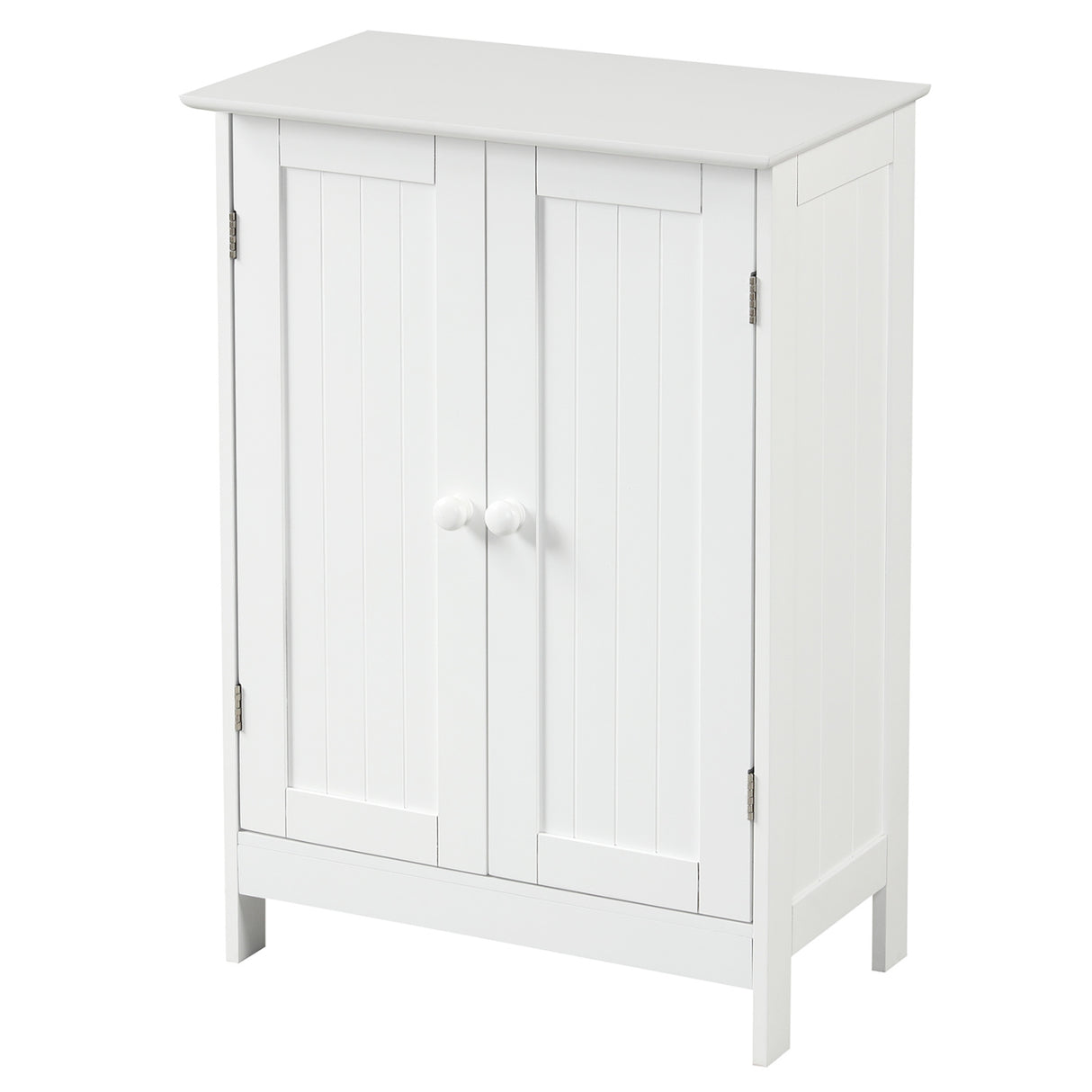 Bathroom Floor Storage Double Door Cupboard Cabinet-White