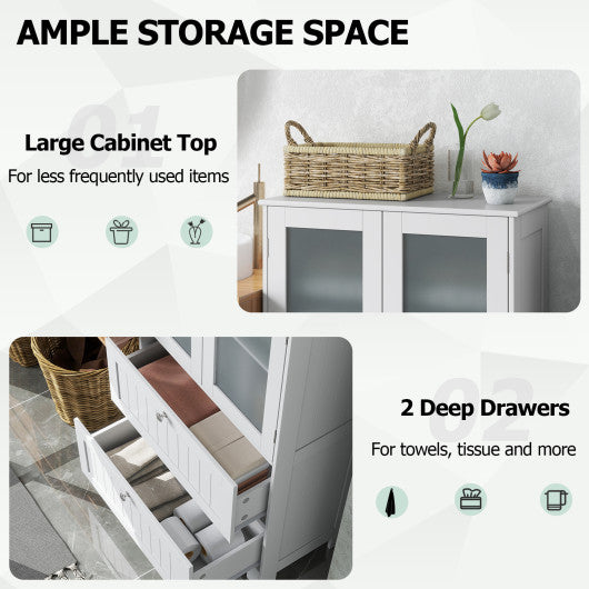 7-Piece Patio Dining Set Wood Metal with Seat Cushions and Umbrella Hole-White