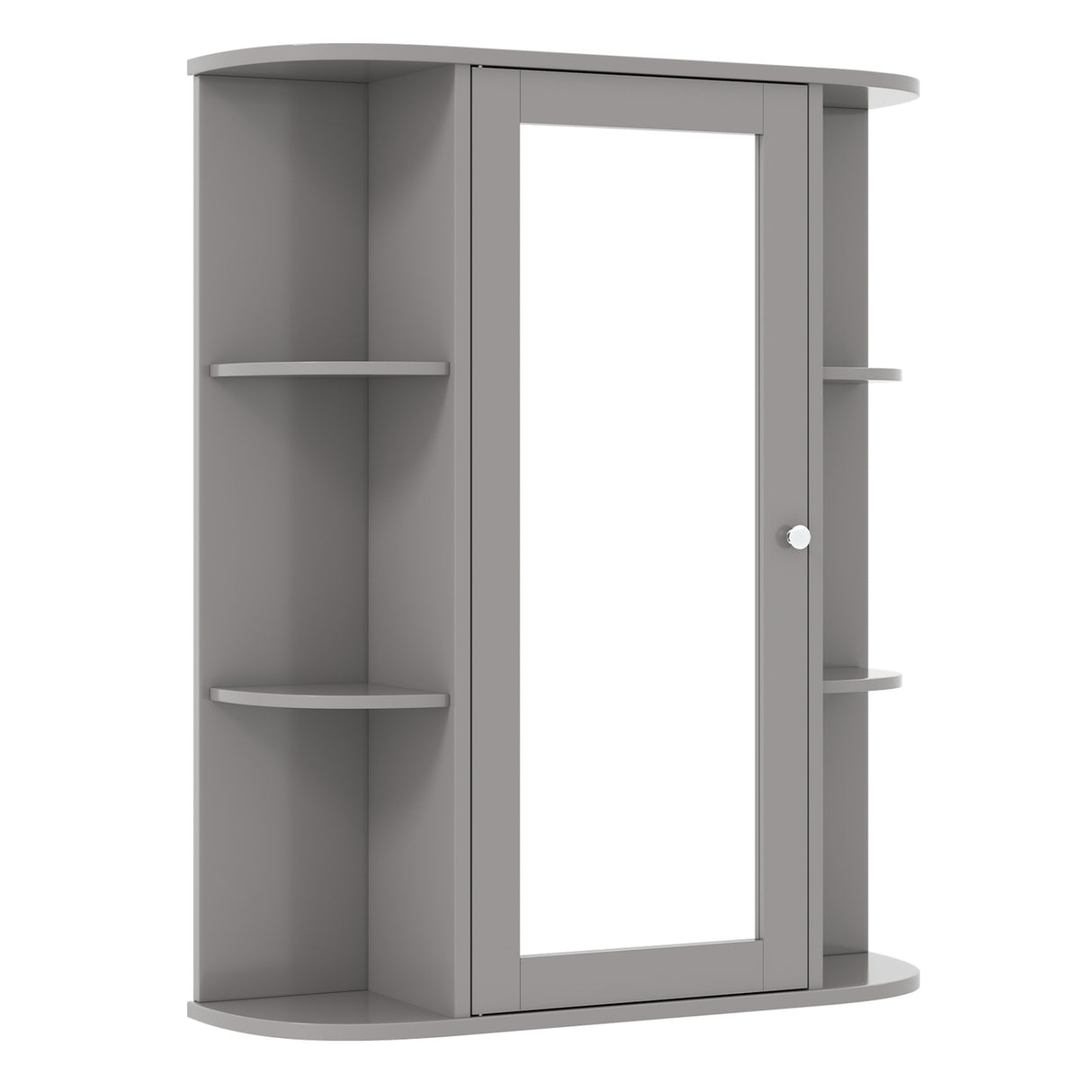 Mirrored Bathroom Medicine Cabinet with Single Mirror Door and Adjustable Shelf-White