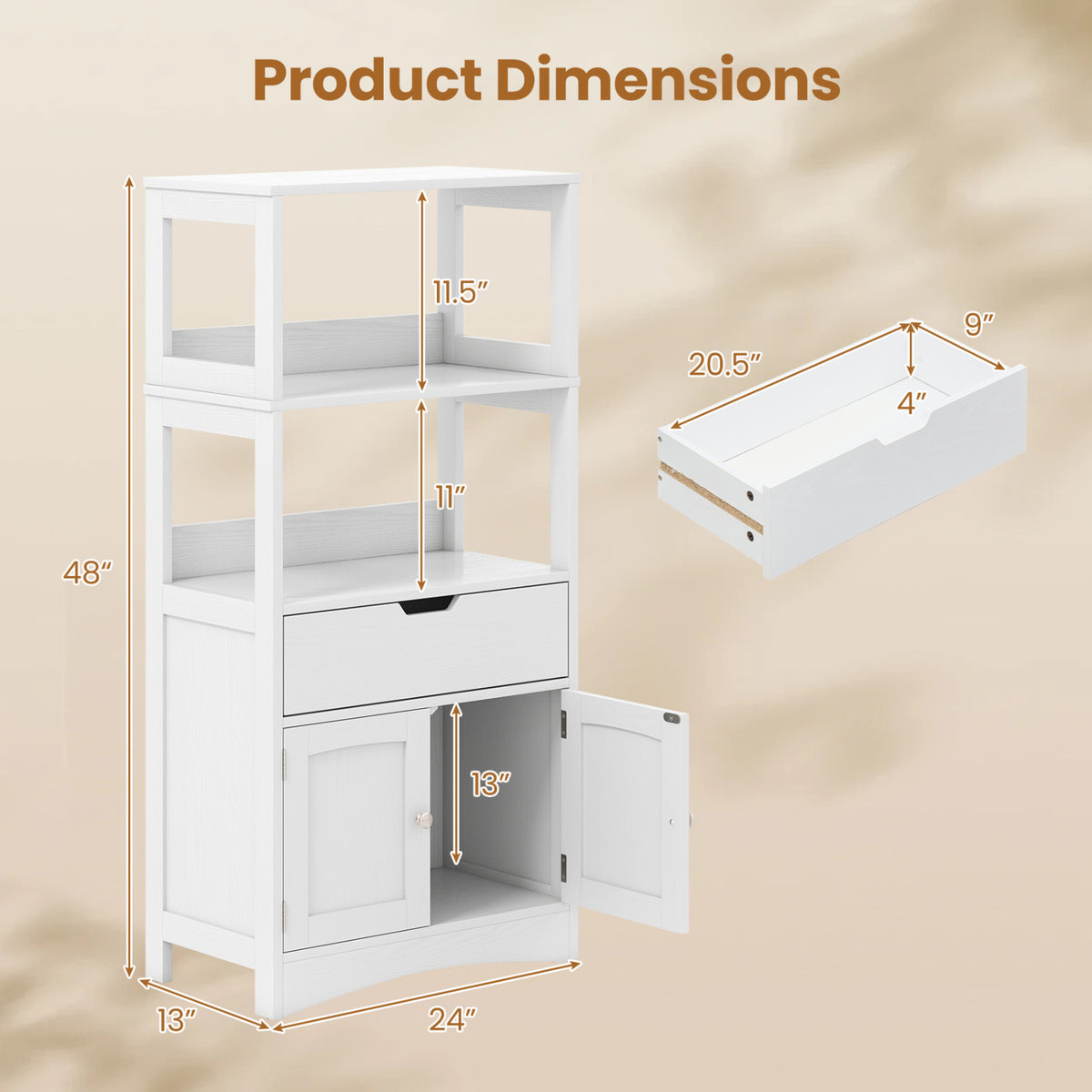 Bathroom Storage Cabinet with Drawer and Shelf Floor Cabinet