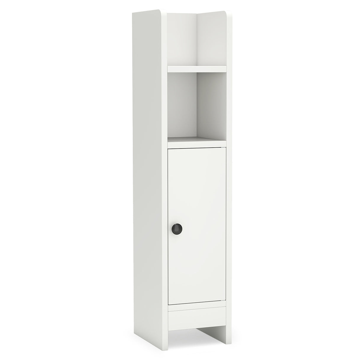 Bathroom Slim Cabinet Corner with Door and Adjustable Shelf-White