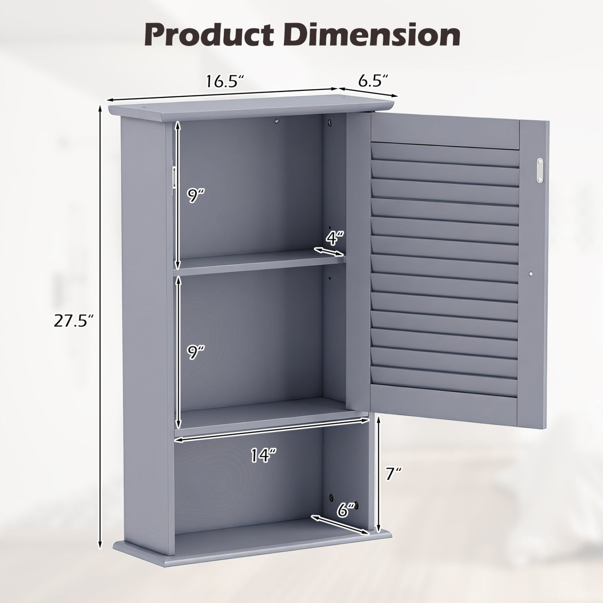27.5 Inch H Wall Hanging Bathroom Storage Cabinet
