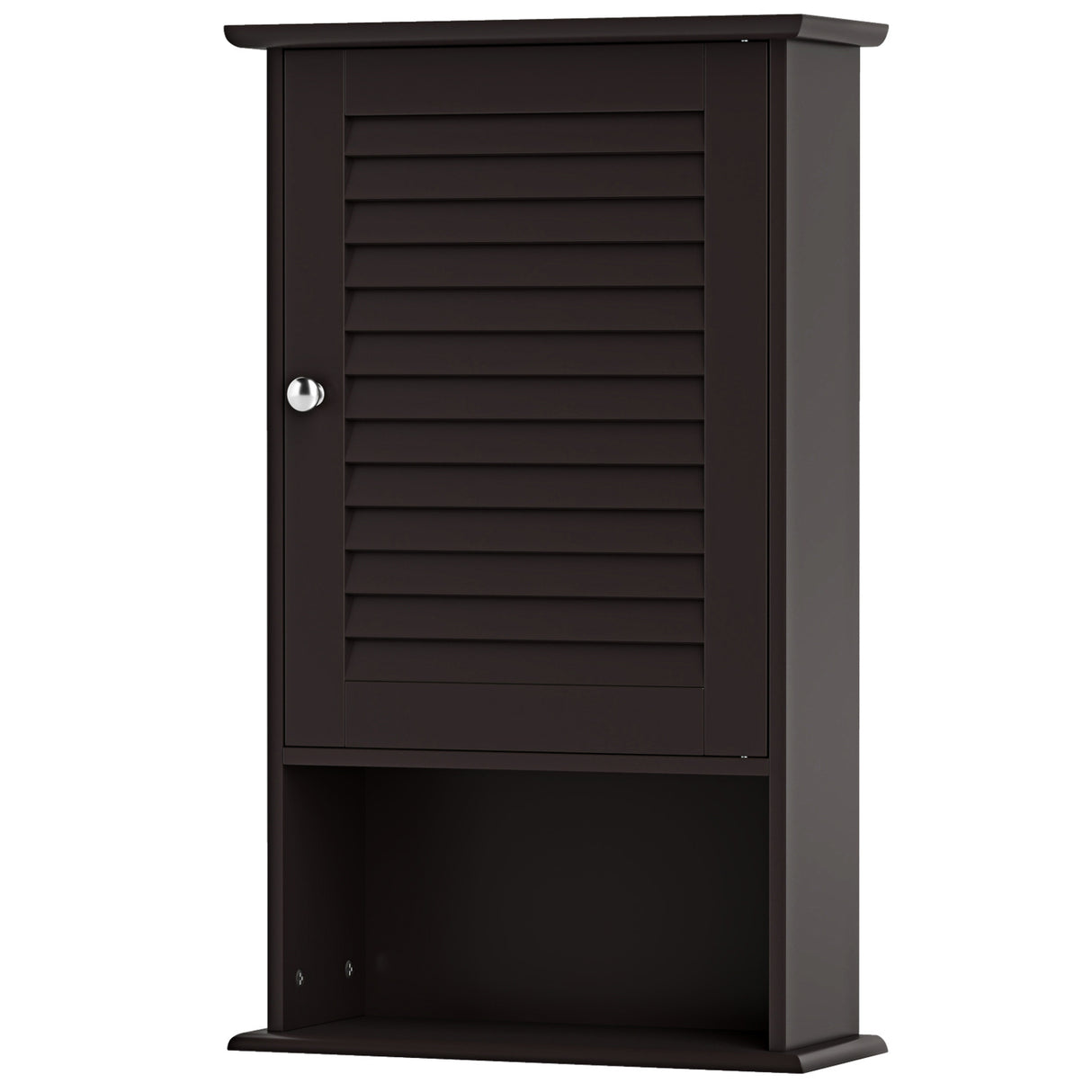 Bathroom Wall Mount Storage Cabinet Single Door with Height Adjustable Shelf-Rustic Brown