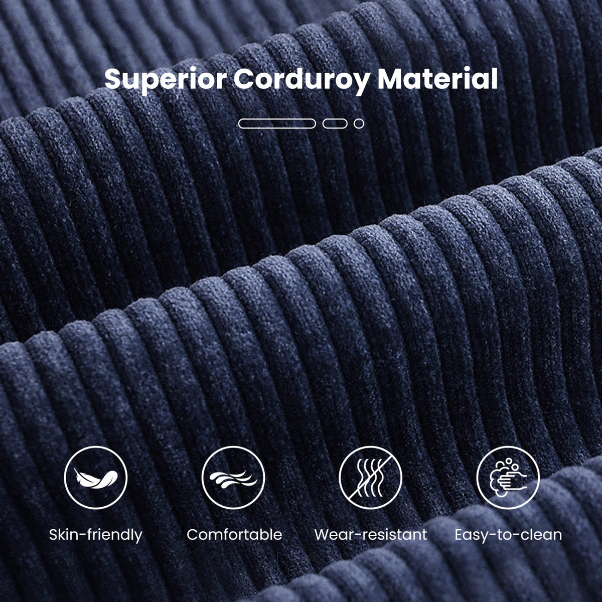 Bean Bag Chair for Adults Accent Lazy Sofa with Skin-friendly Corduroy Cover and Soft Sponge Filling-Blue