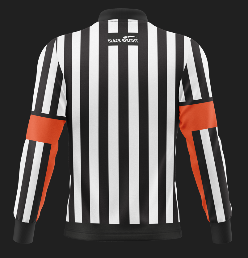 Black Biscuit NHL Style Sublimated Hockey Referee Jersey - NEW