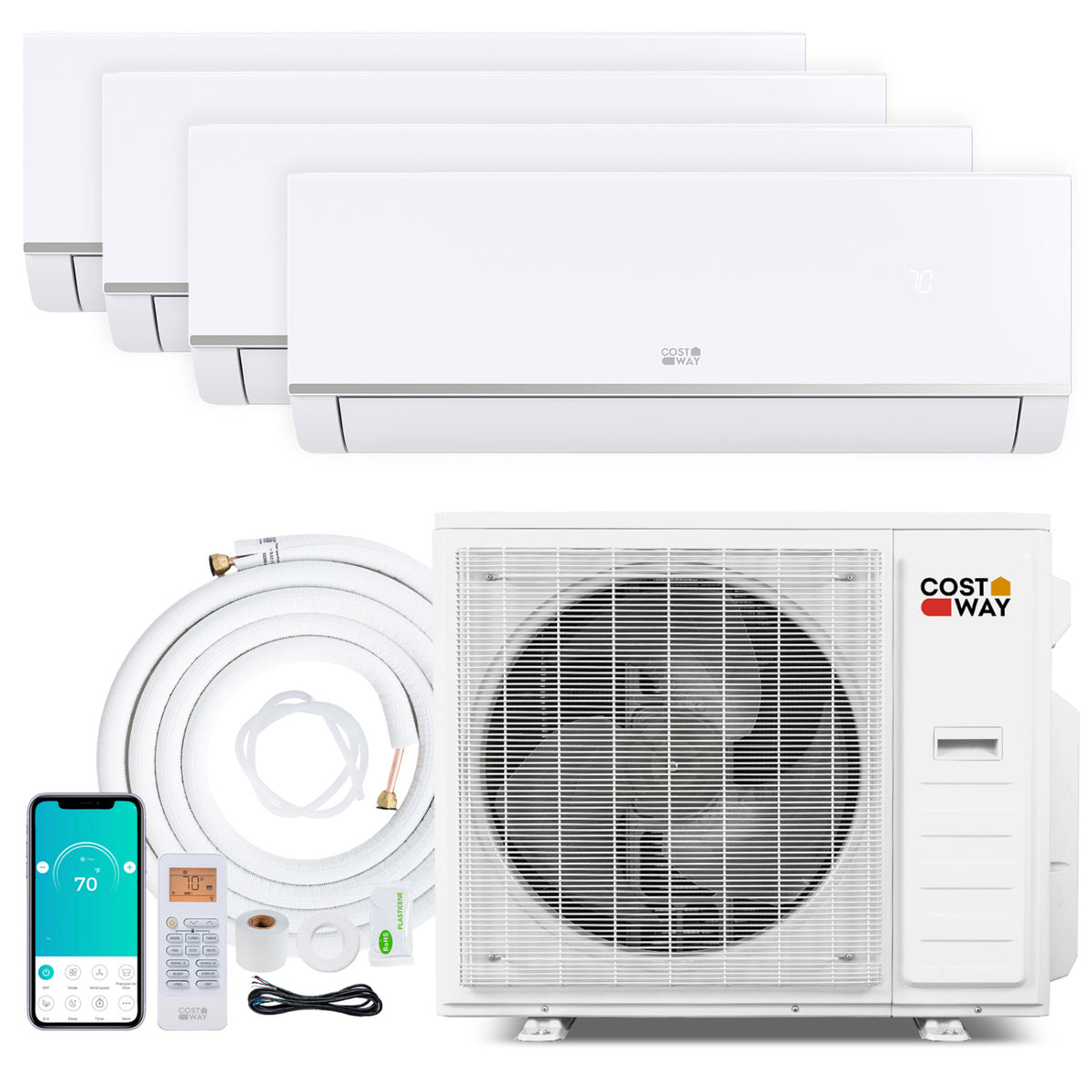 Blast Pro 38000 BTU 4 Zone 20 SEER2 Mini Split AC with Heat Pump-9K + 9K + 12K + 12K