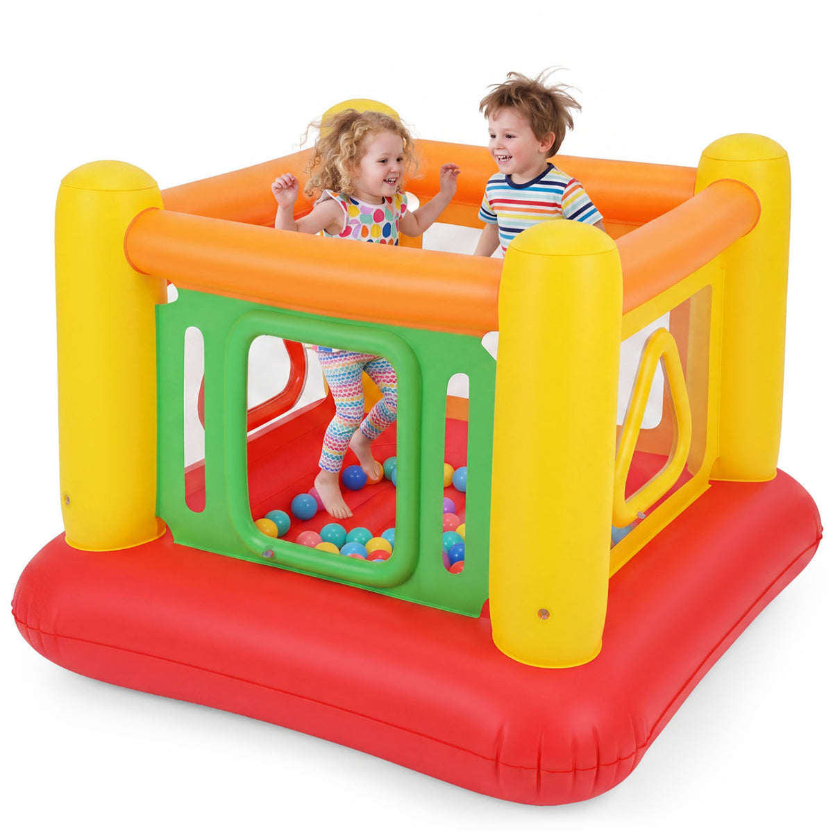Blow Up Jumping House for Kids with Transparent Side Walls-Red
