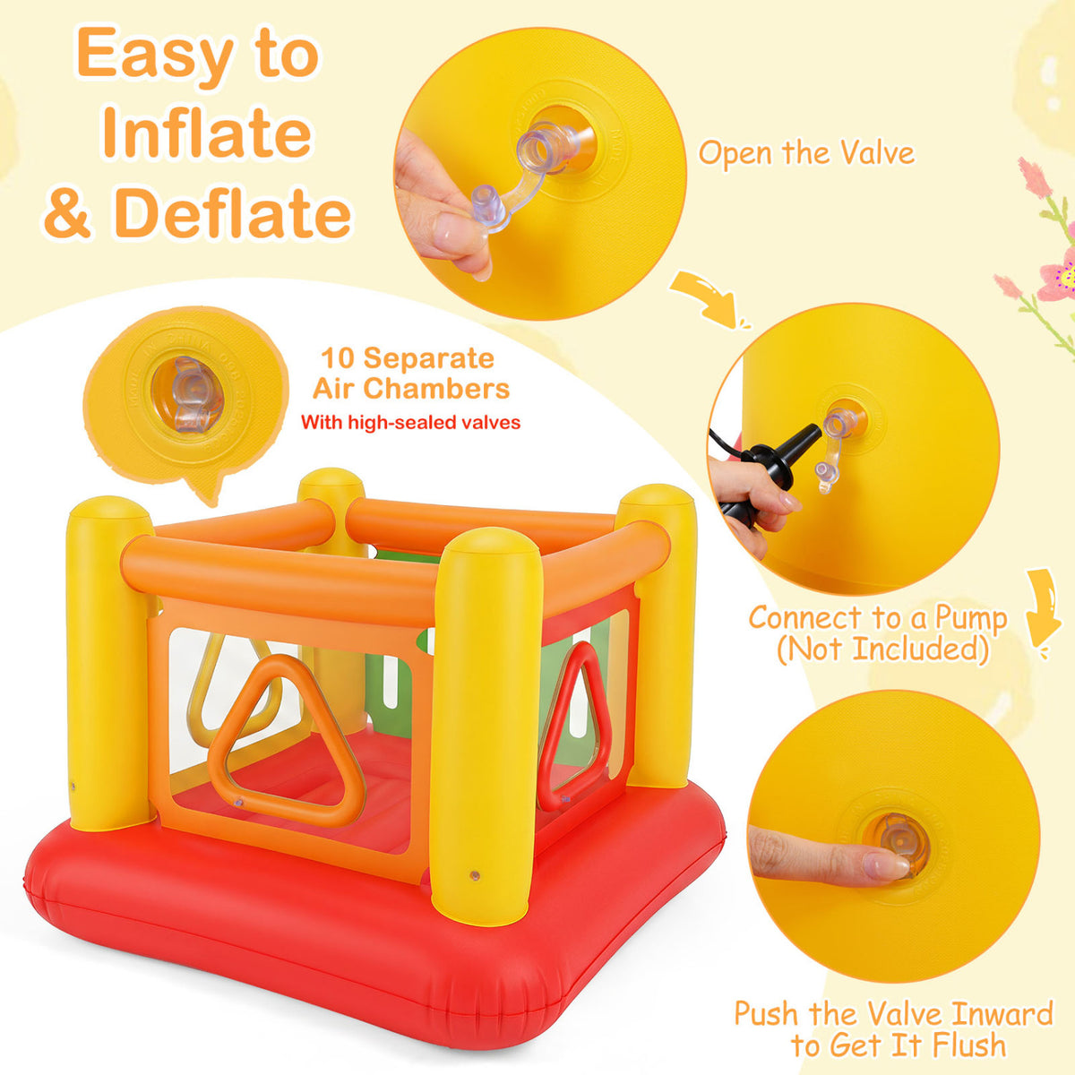 Blow Up Jumping House for Kids with Transparent Side Walls-Red