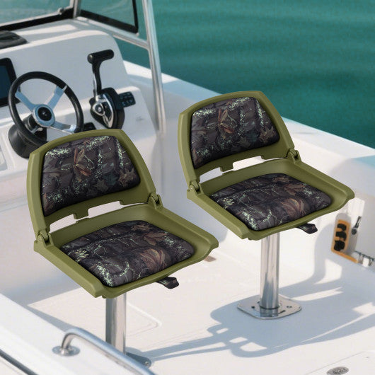 Boat Seat Folding Low Back Boat Chair with Marine-Grade PVC-Green