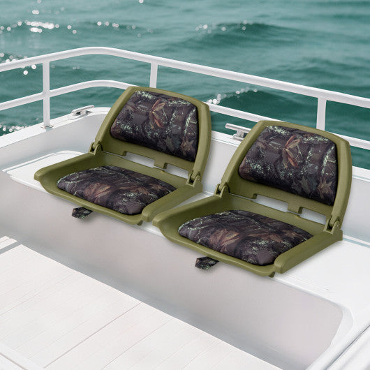 Boat Seat Folding Low Back Boat Chair with Marine-Grade PVC-Green