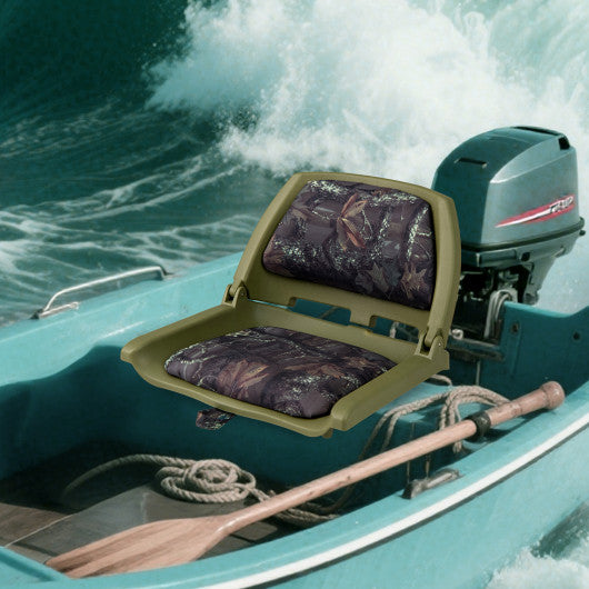 Boat Seat Folding Low Back Boat Chair with Marine-Grade PVC-Green