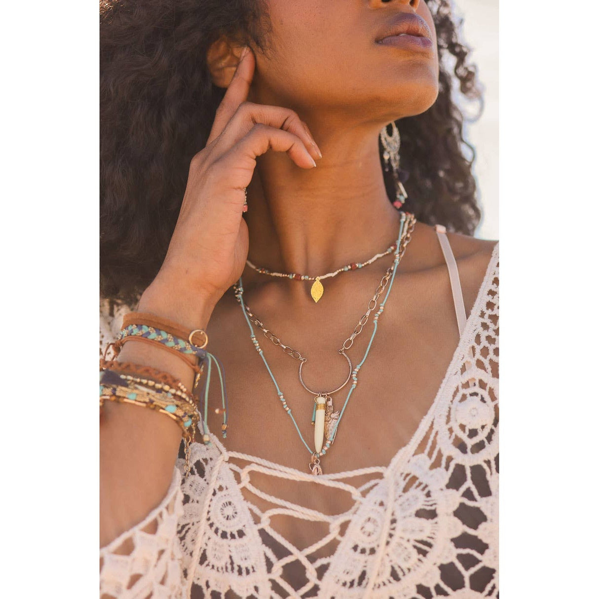 Bohemian Chic Faux Tusk & Horn Necklace π | Rustic Gold Faux Animal Inspired