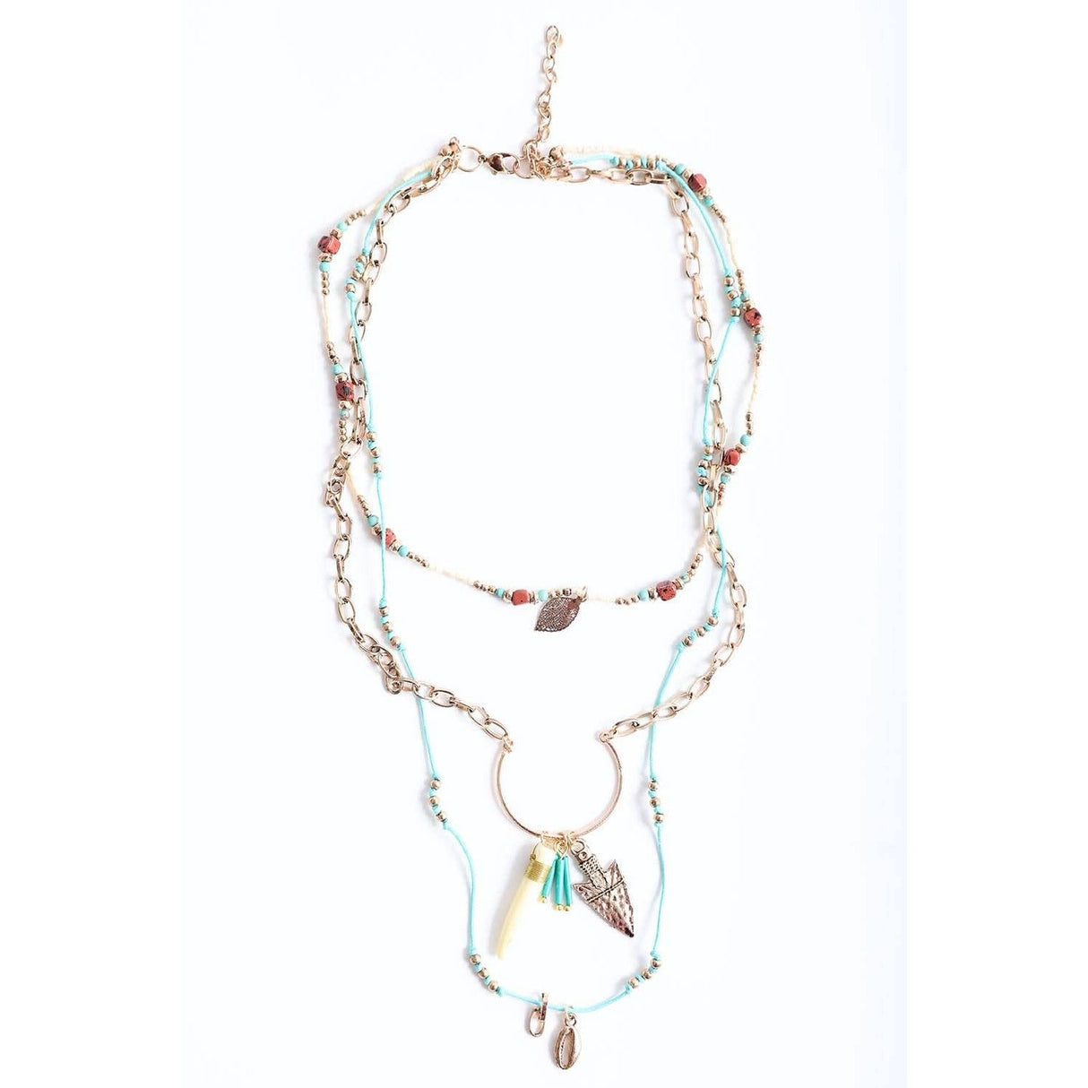 Bohemian Chic Faux Tusk & Horn Necklace π | Rustic Gold Faux Animal Inspired