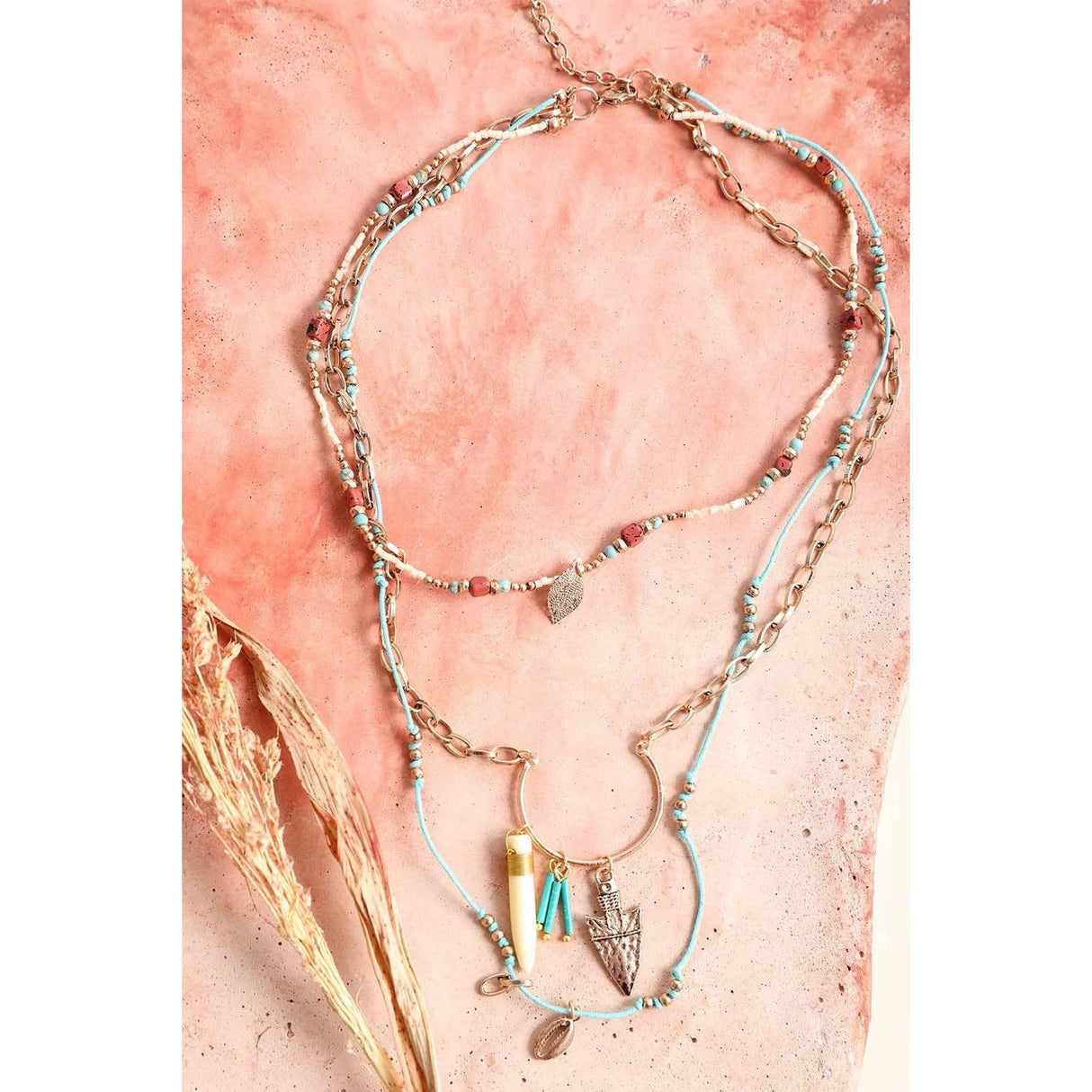 Bohemian Chic Faux Tusk & Horn Necklace π | Rustic Gold Faux Animal Inspired