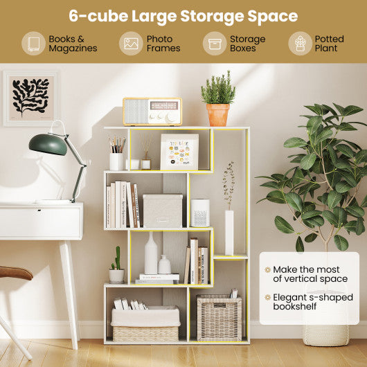 47 Inch 6-Cube Open-back Geometric Bookshelf for Bedroom Living Room-White