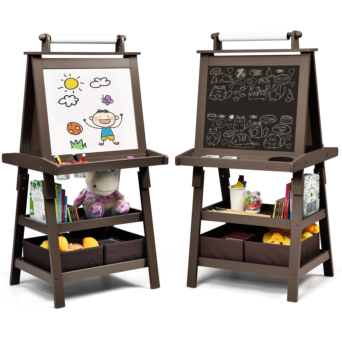 3 in 1 Double-Sided Storage Art Easel-Green