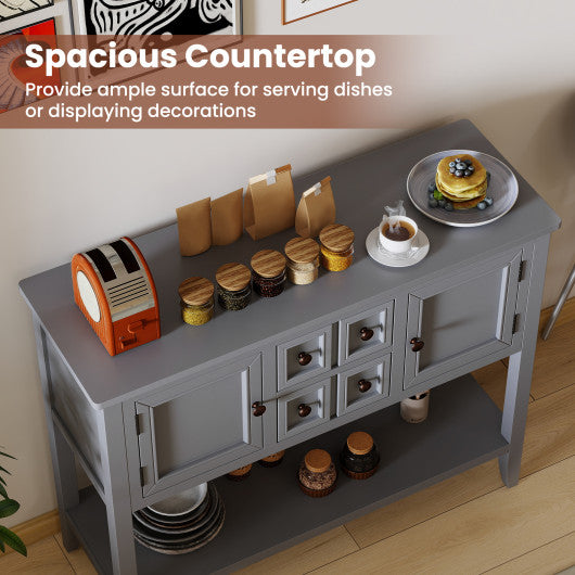 Buffet Sideboard Cabinet with 2 Doors and 2 Drawers-Brown