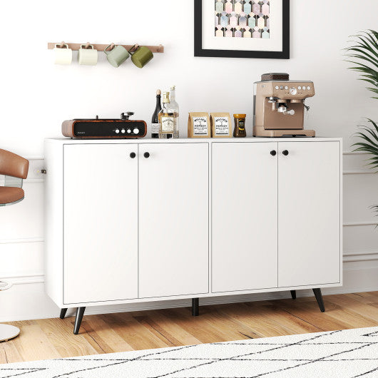Buffet Sideboard Mid Century Modern Storage Cabinet with Adjustable Shelves-White
