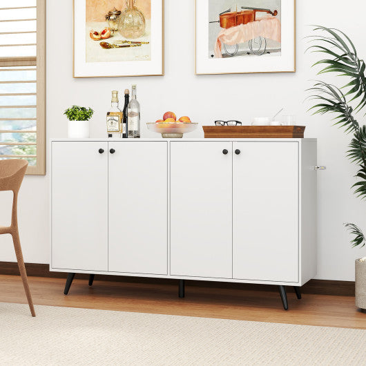 Buffet Sideboard Mid Century Modern Storage Cabinet with Adjustable Shelves-White