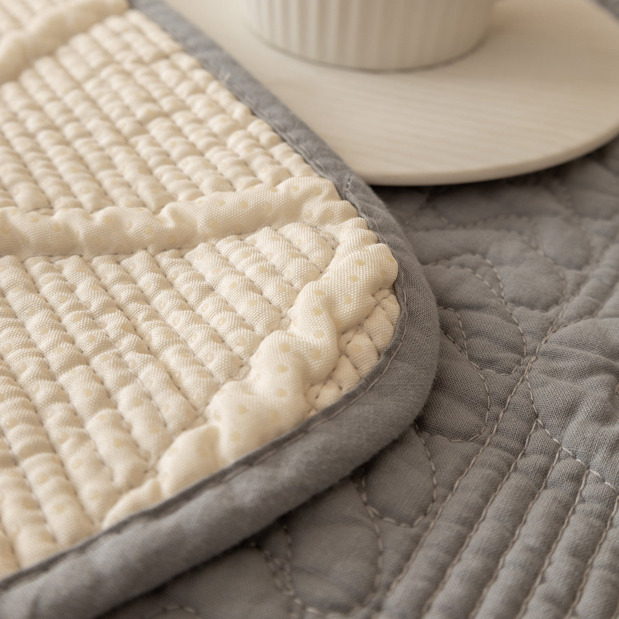 Geometric Textured Cotton Quilted Sofa Cover, Non-Slip Washable Couch Protector