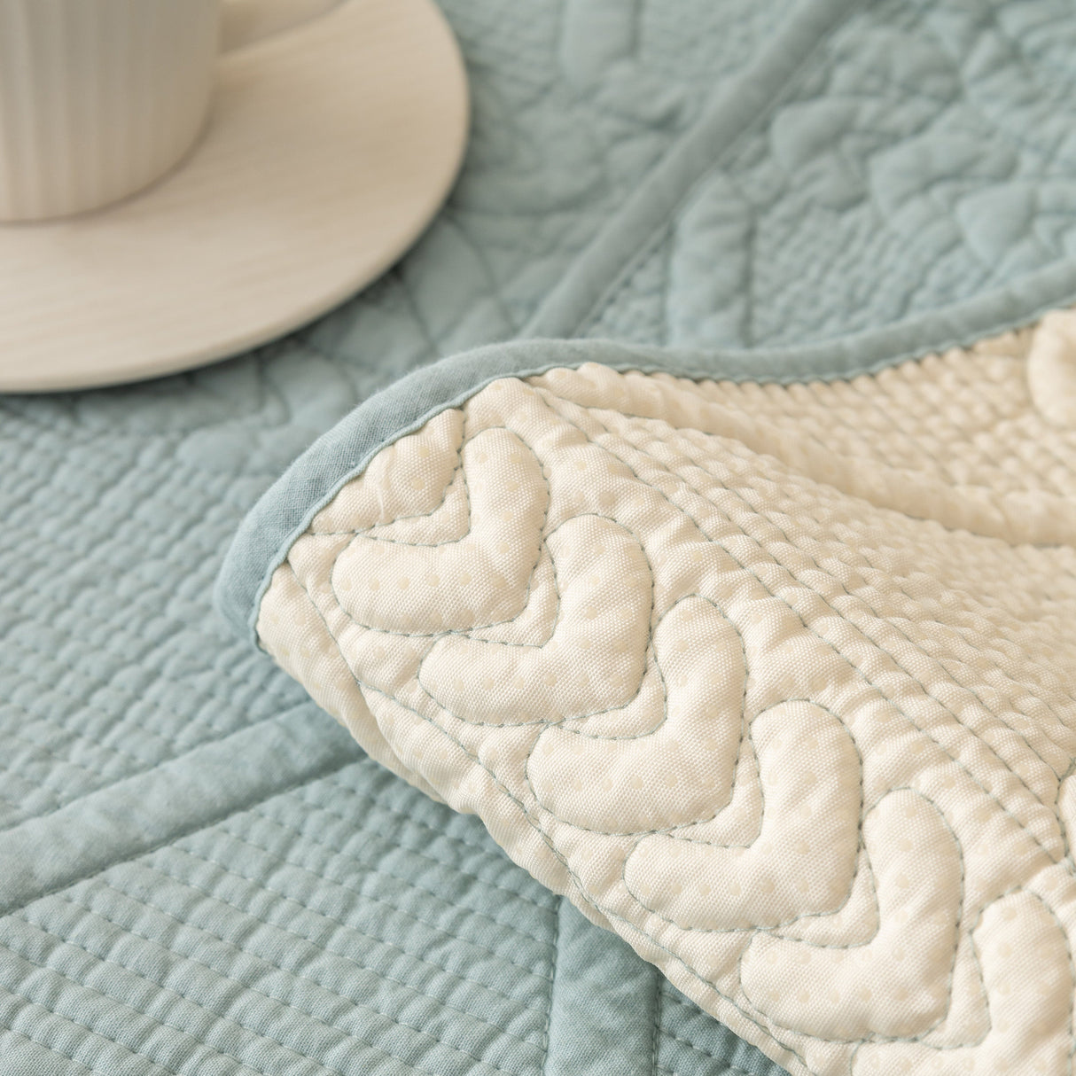 Geometric Textured Cotton Quilted Sofa Cover, Non-Slip Washable Couch Protector