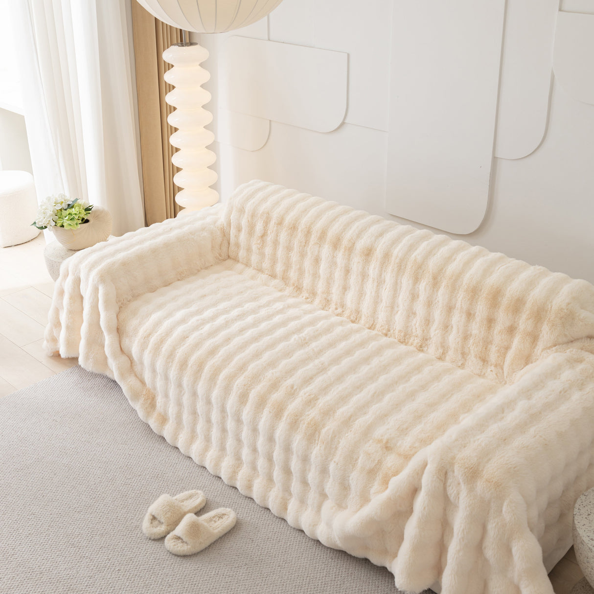 Faux Rabbit Fur Throws for Sofas, Stylish Throw Blankets for Couch and Couch Throw Cover