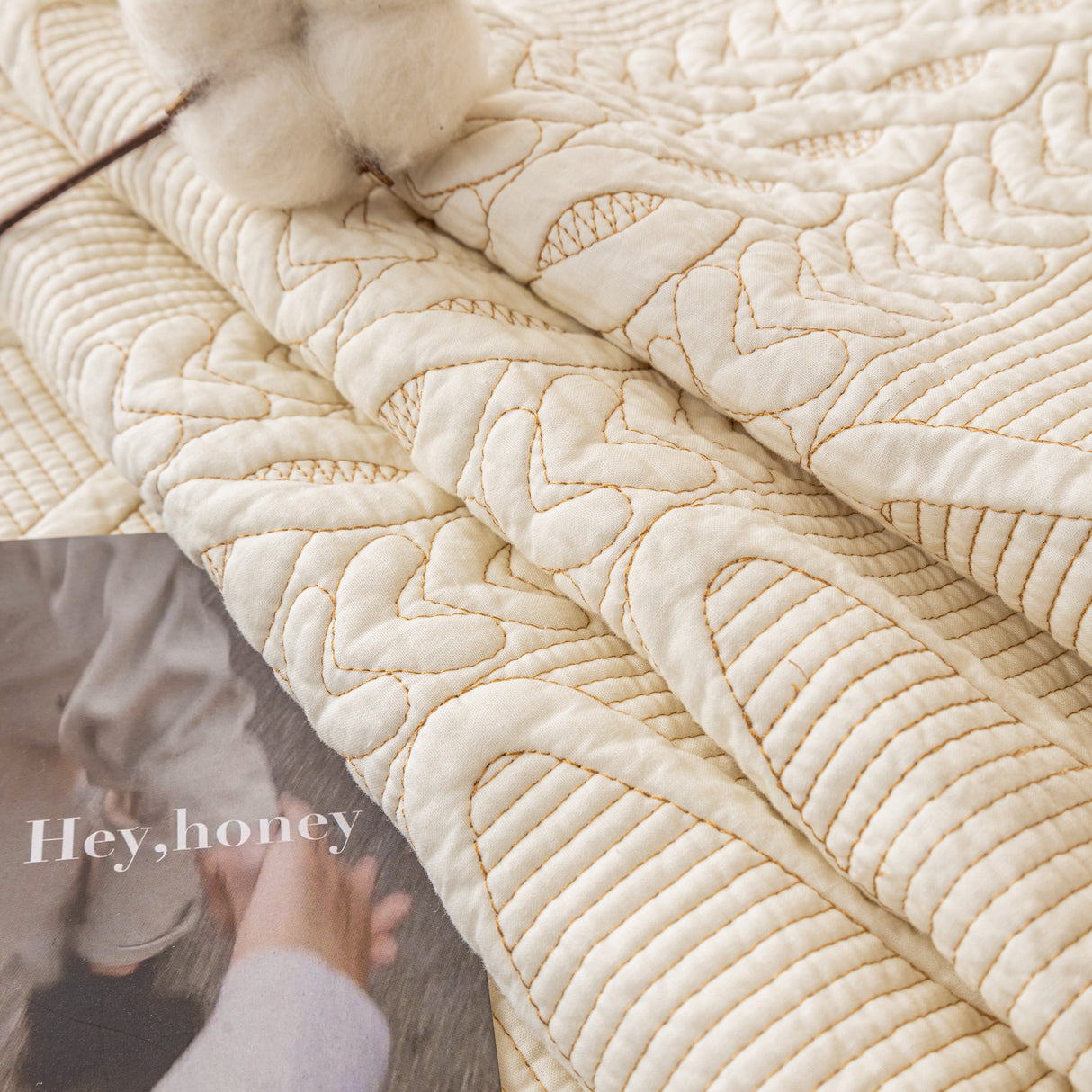 Geometric Textured Cotton Quilted Sofa Cover, Non-Slip Washable Couch Protector