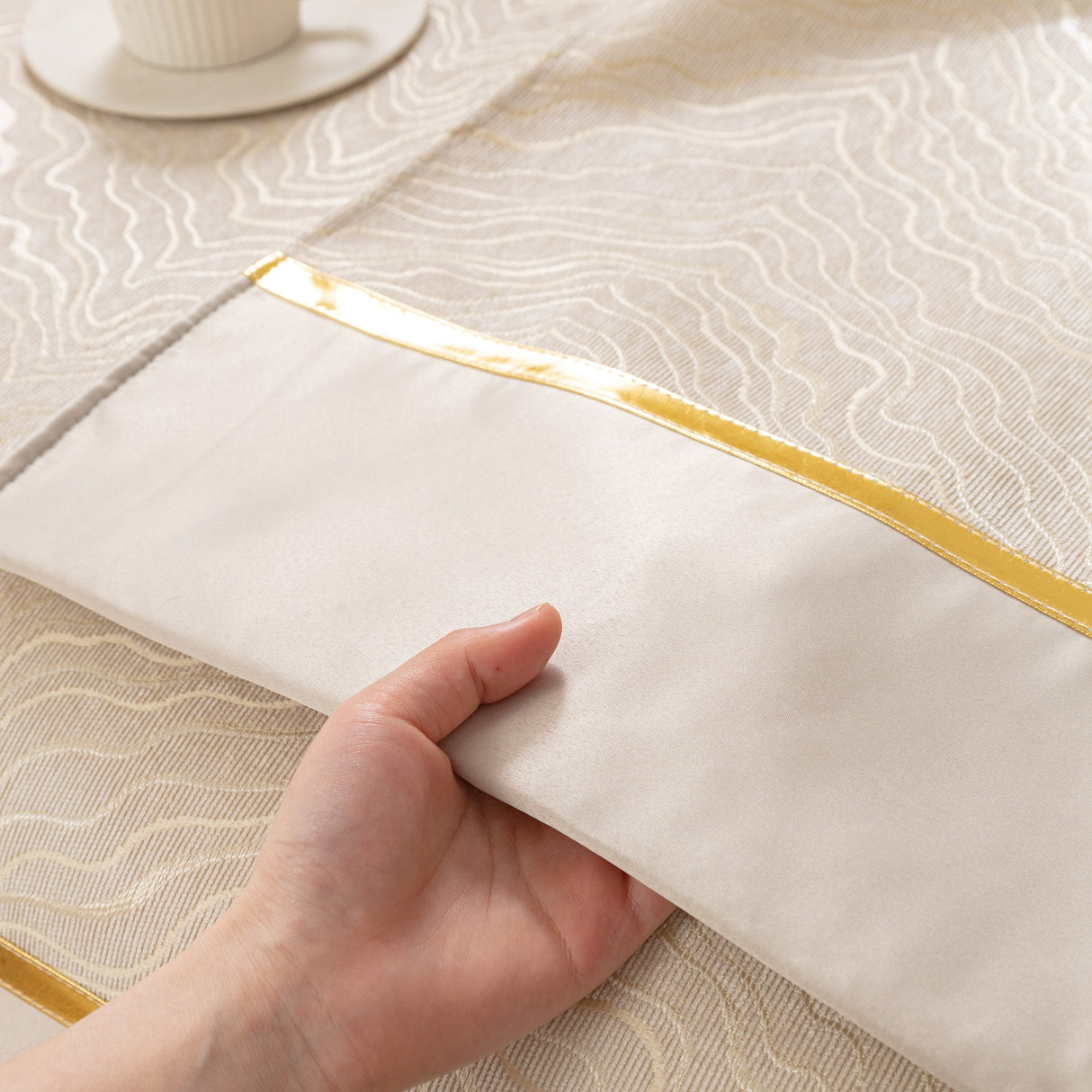 Modular Sofa Cover for Sectionals, Gold Striped Non-Slip Couch Protector