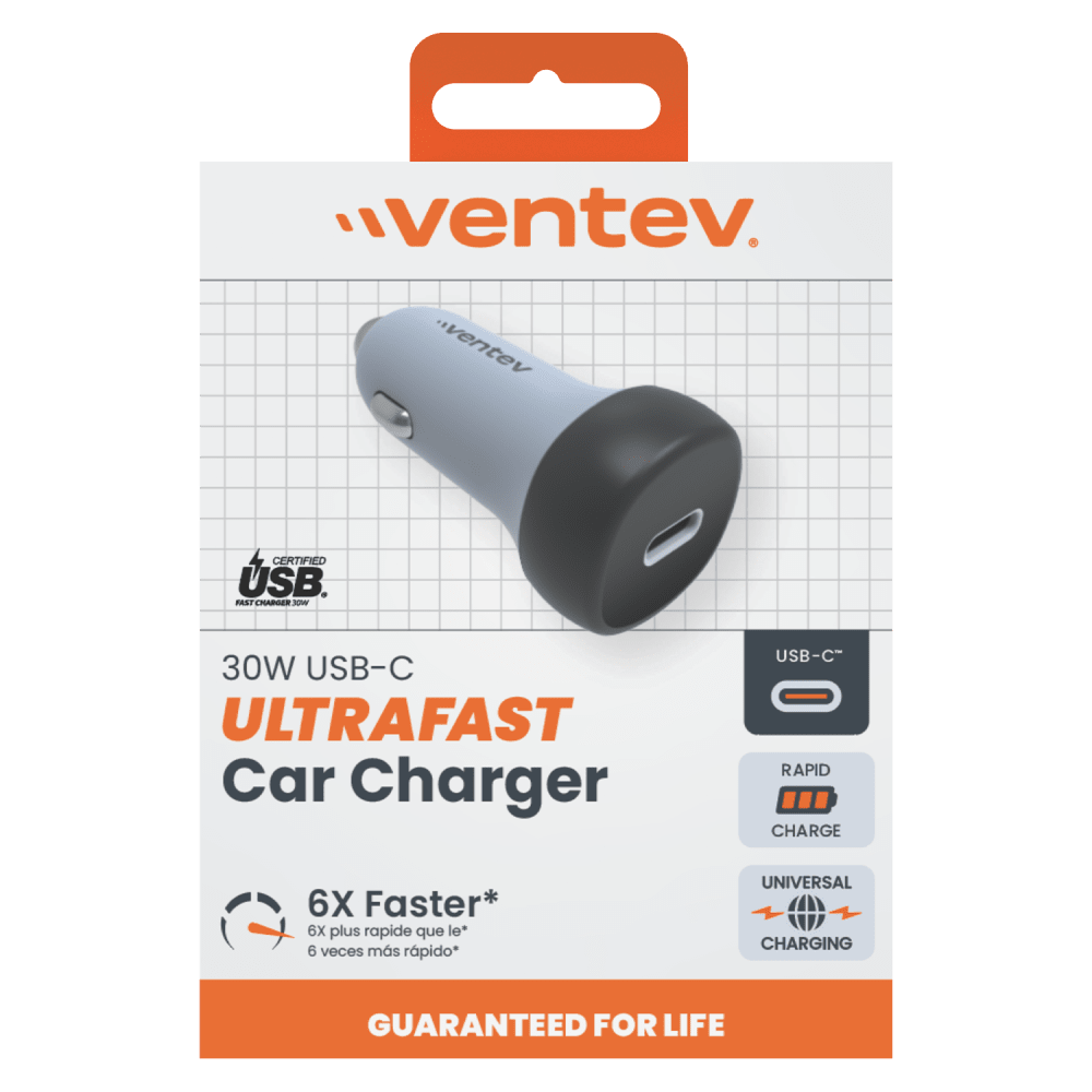 Ventev 30W USB C PPS Car Charger - Dark Gray - Box by Ventev