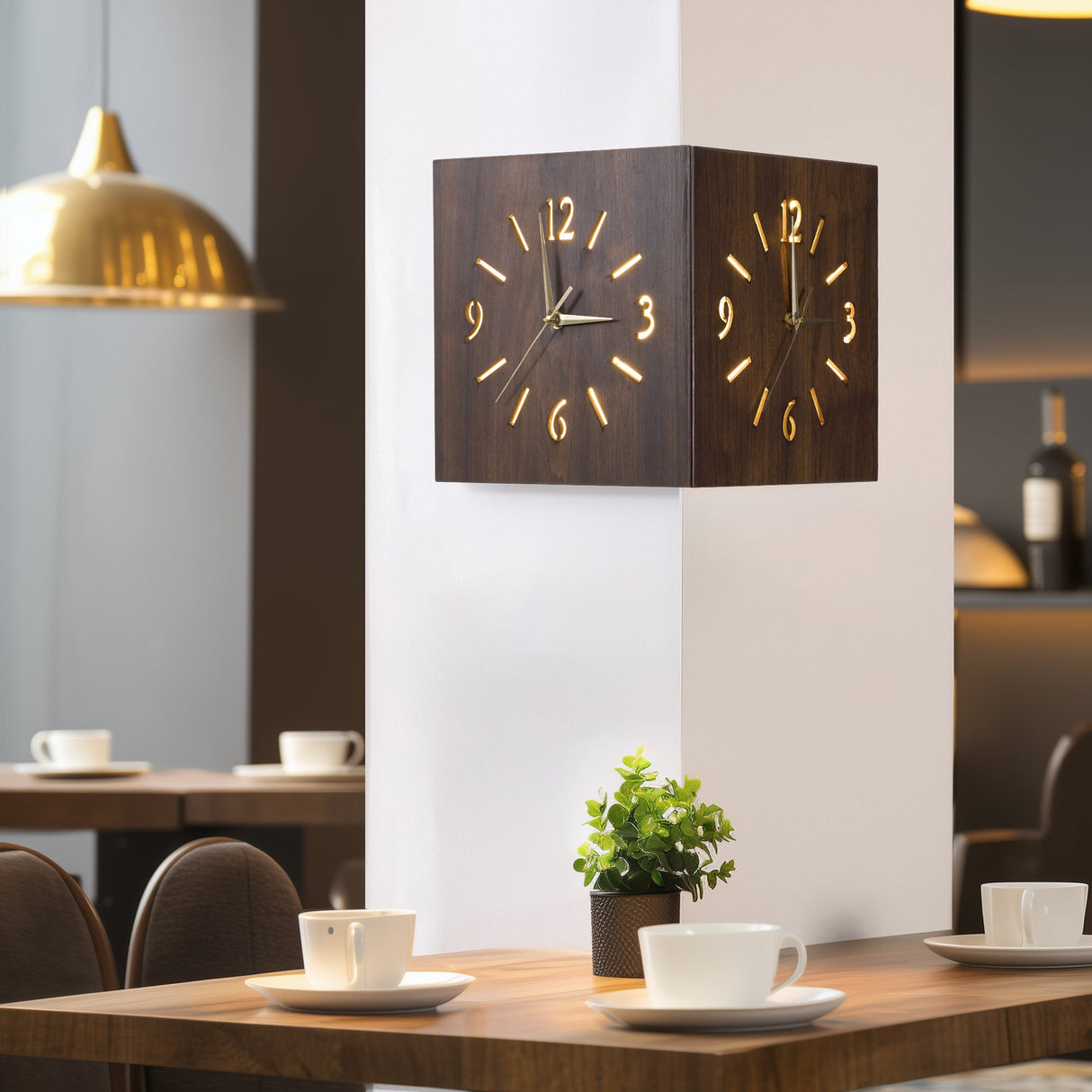 Sounds Activated Backlit Wooden Wall Clock Corner Clock