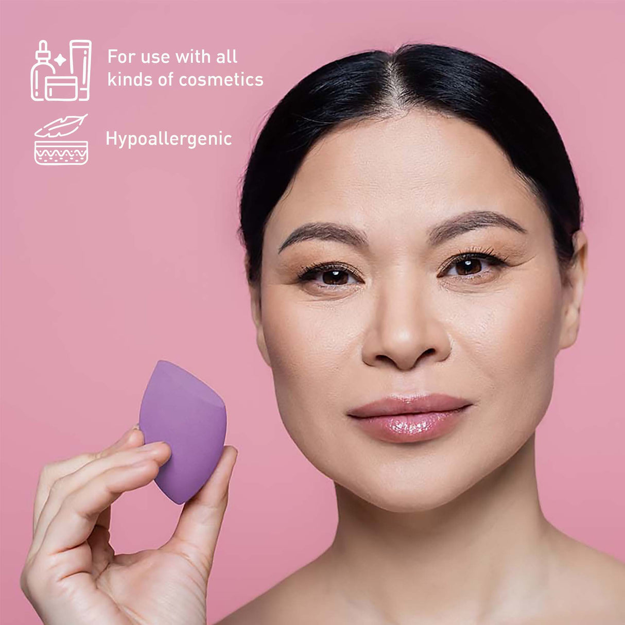 Pursonic Glam Essentials Bundle: 3D Faux Mink Lashes, Makeup Sponge & Brush Set by Pursonic