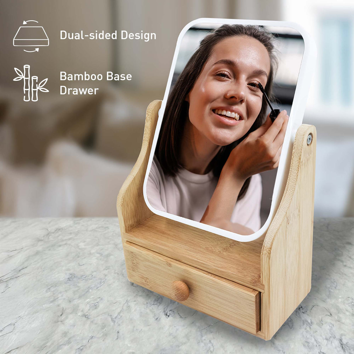 Pursonic Beauty Essentials Set – Studio Makeup Brush Set, Multi-Shape Sponges, and Dual-Sided Vanity Mirror with Bamboo Base by Pursonic