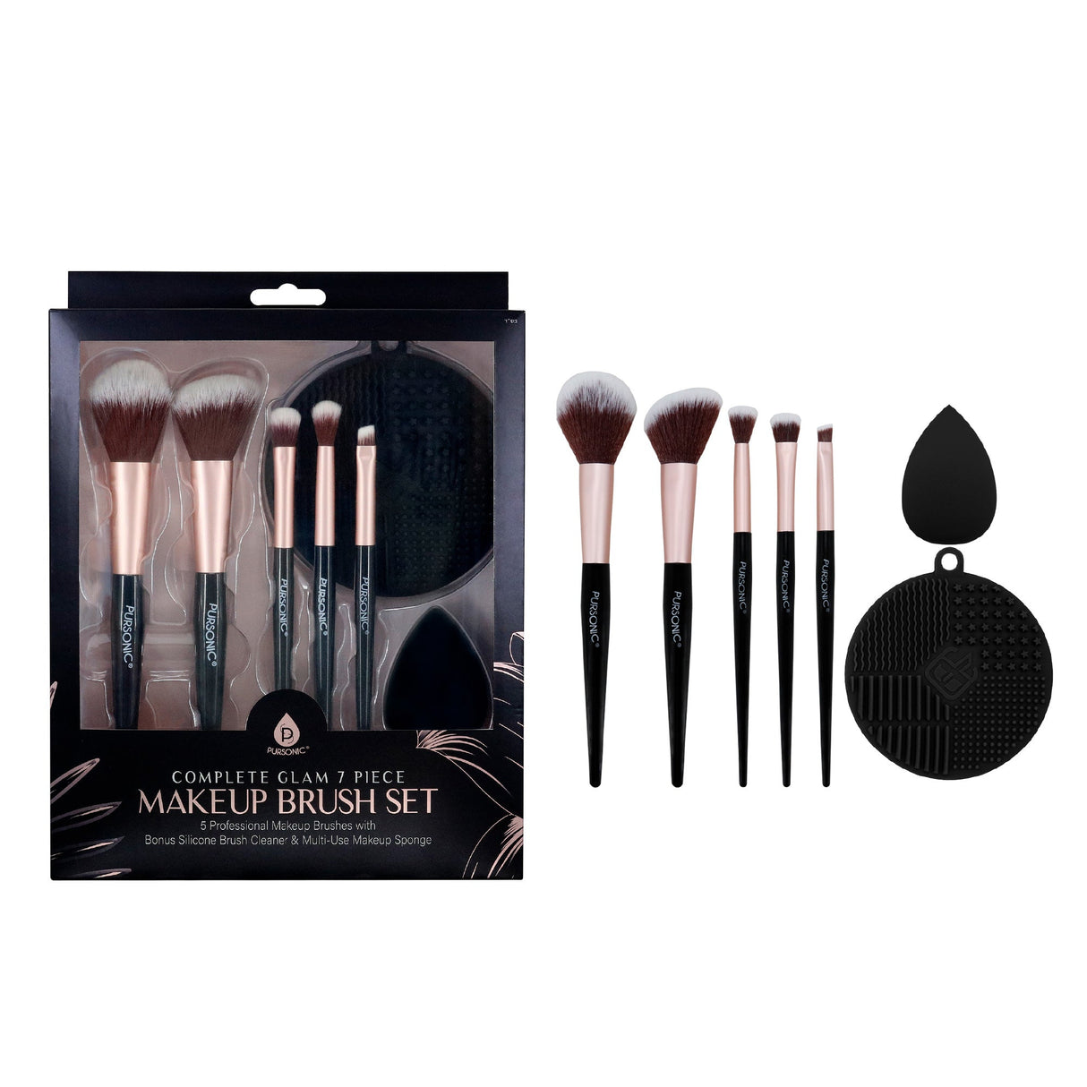 Pursonic Complete Glam 7-Piece Makeup Brush Set