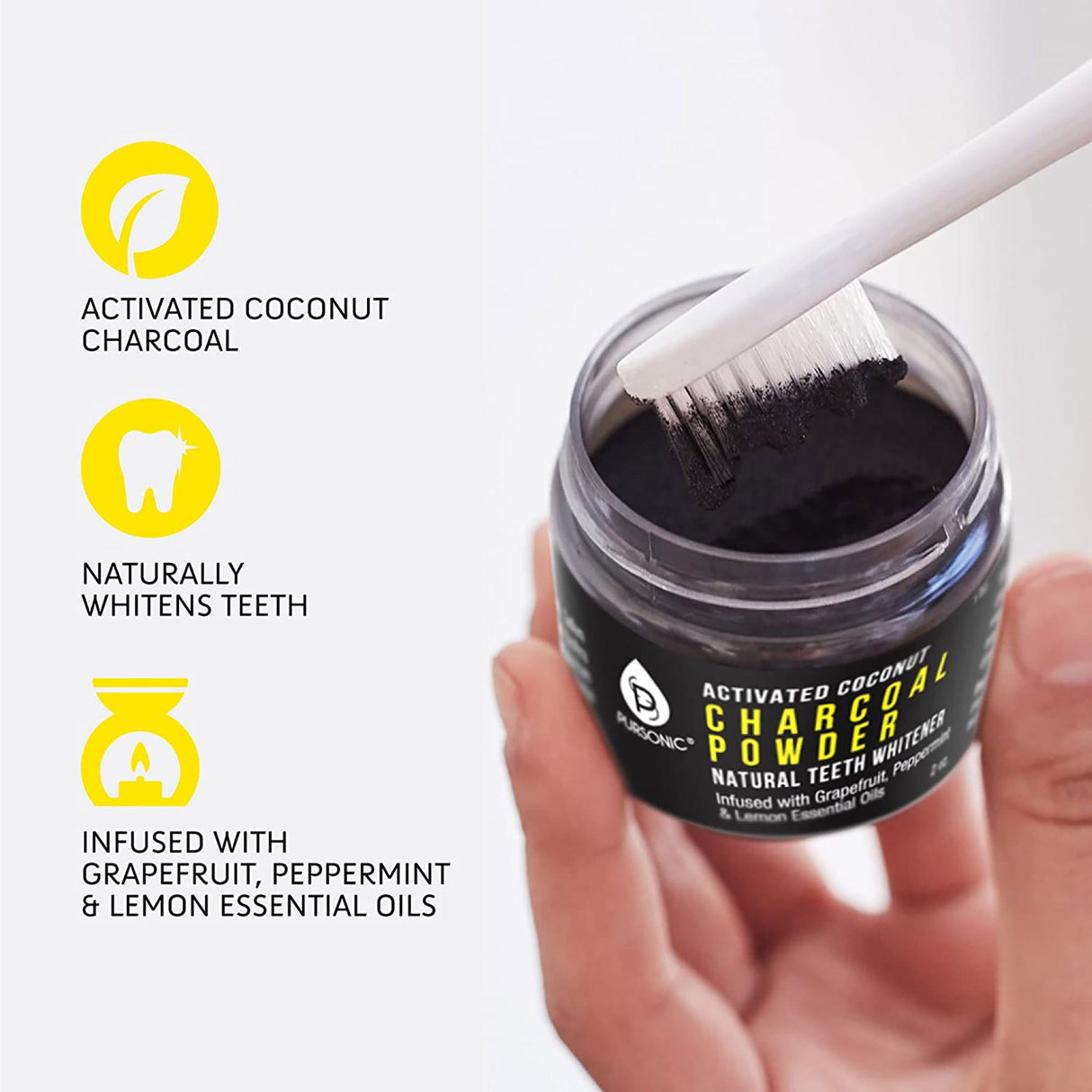 USB Rechargeable Electric Toothbrush + Freebie Activated Coconut Charcoal Powder Natural Teeth Whitener