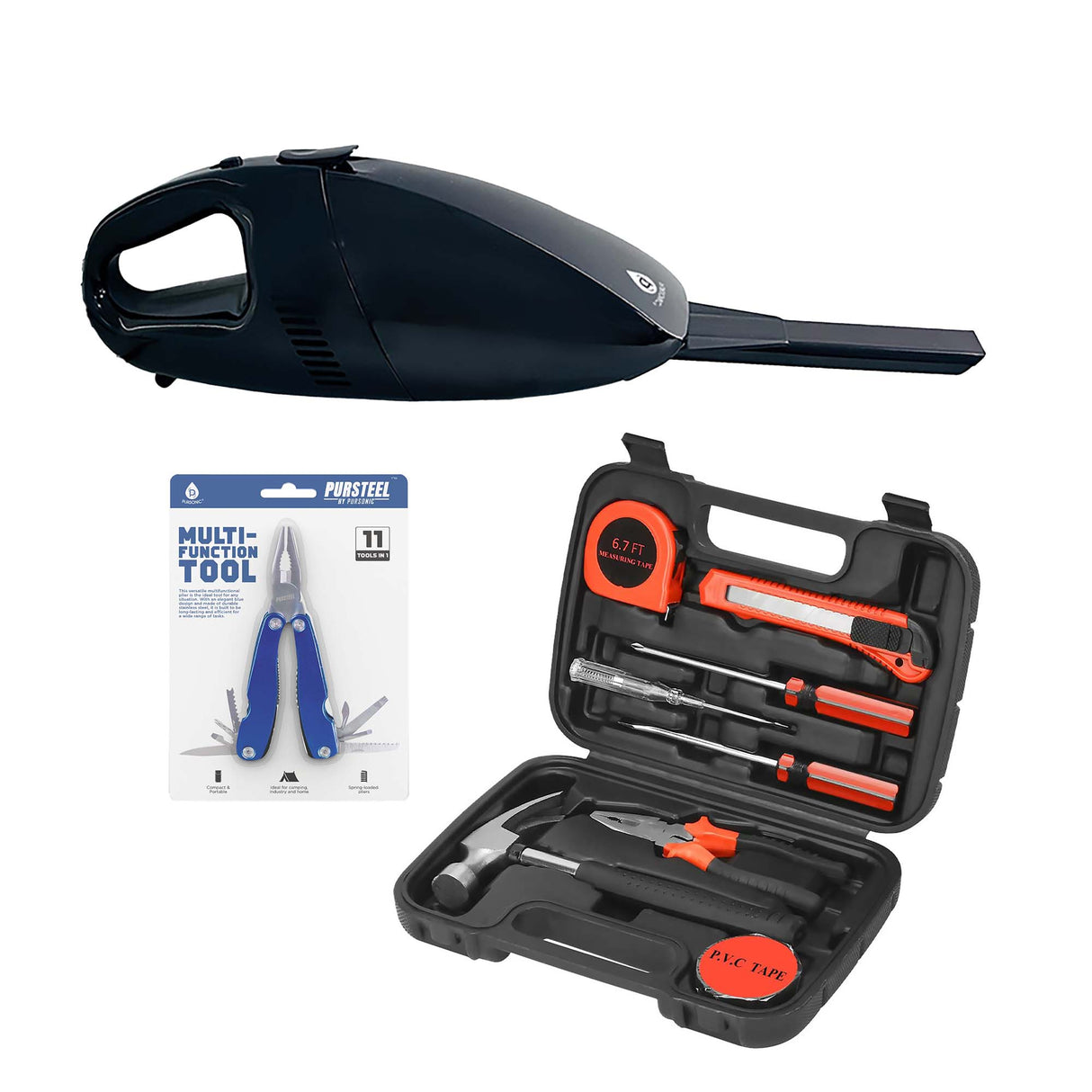 π οΈ Pursonic Car Vacuum, Handy Solutions 9-Piece Tool Kit & 11-in-1 Multifunction Tool Bundle β The Ultimate Home & Auto Essential Set ππ§